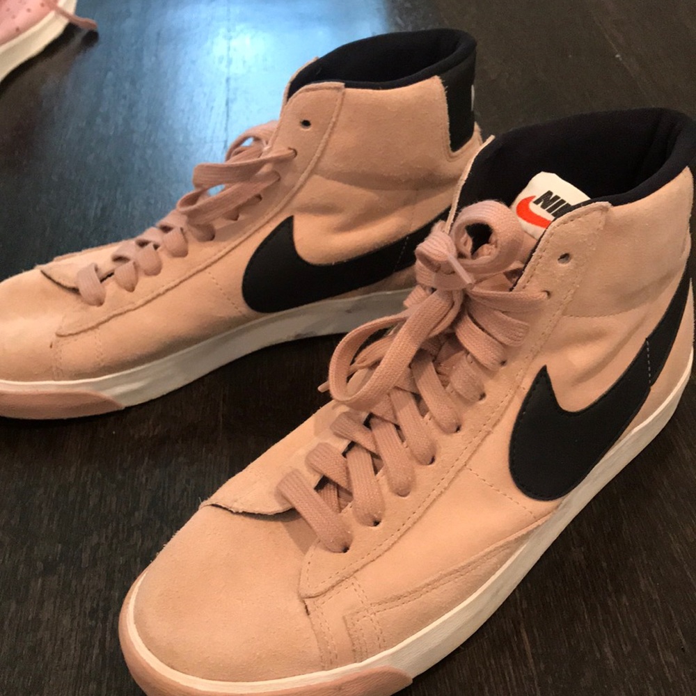 Vintage pink suede Nike high tops